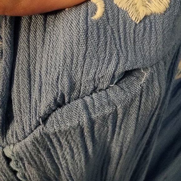 Jessica Simpson blue white embroidered tie shoulder mini dress XS - Picture 4 of 12